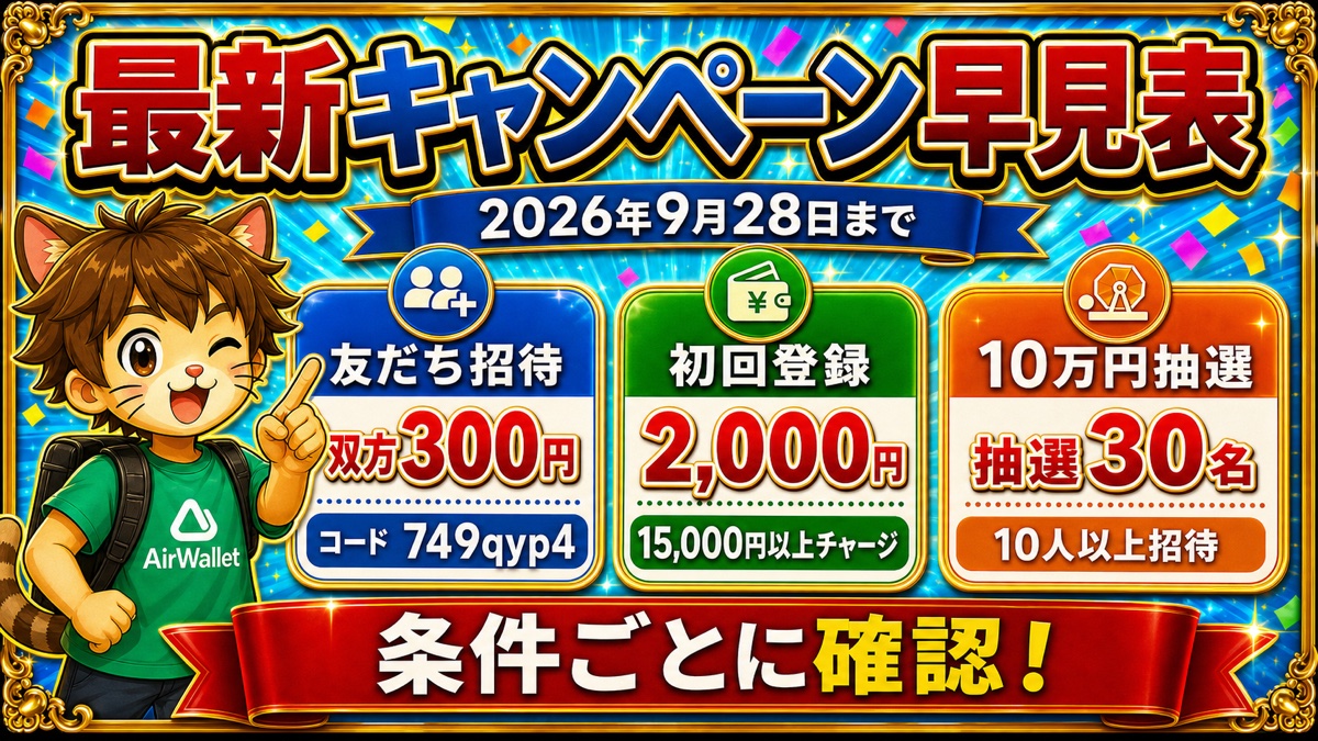 2026年9月28日までのエアウォレット最新キャンペーン